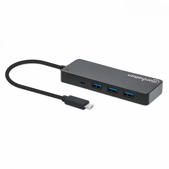 Hub Manhattan USB-C Macho 7x USB-A 3.2 1x USB Micro-B 5 Gbit/s Negro