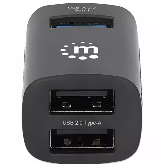 Hub Manhattan USB-C Macho 1x USB-A 3.0 2x USB-A 2.0 5 Gbit/s Negro