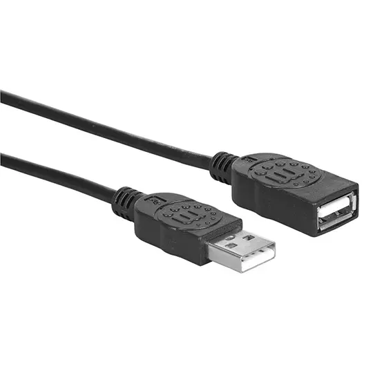 Cable Manhattan USB A Macho - USB A Hembra 1m Negro