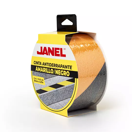 Cinta antiderrapante amarillo/negro Janel 50 mm x 4.57 m, 1 pieza