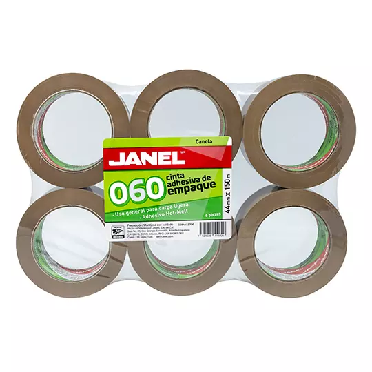 Cinta  empaque línea 060 canela JANEL 44x150 con 6 piezas