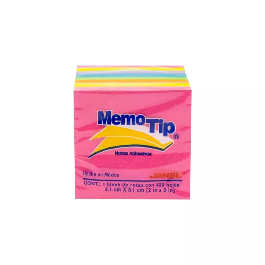Notas Adhesivas Mini Memo Tip neon 2x2 pulg 1 cubo con 400 hojas