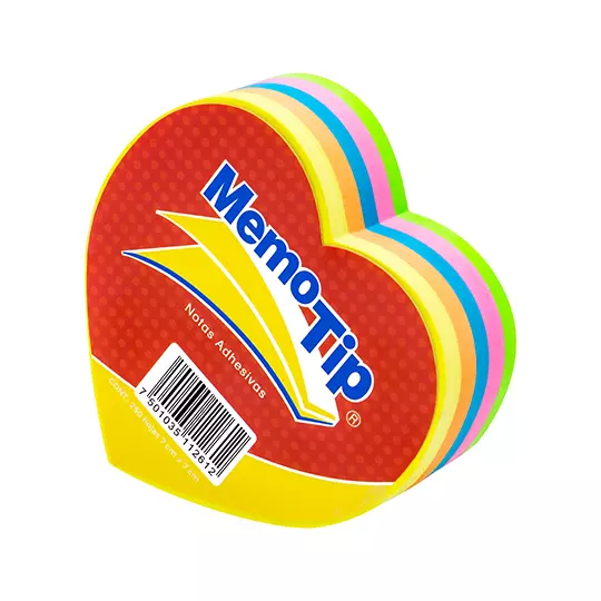 Notas Adhesivas Memo Tip forma corazon con 250 hojas de 7cm x 7cm