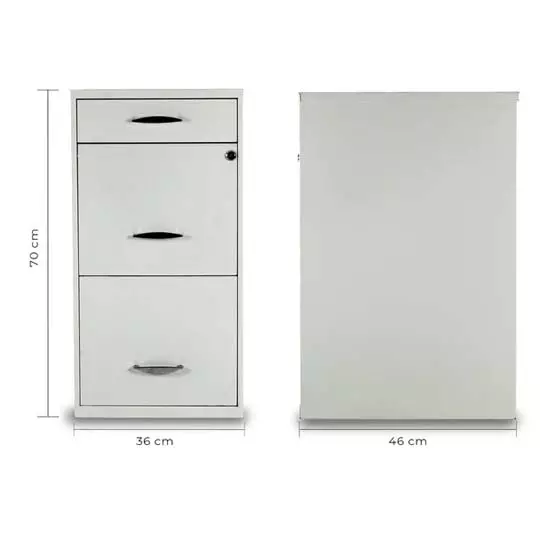 Archivero metálico MUNDO IN tamaño carta 2 gavetas + 1 cajón color blanco