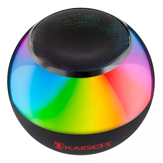 Bocina recargable KAISER 2" de 5 w con luz multicolor color negro