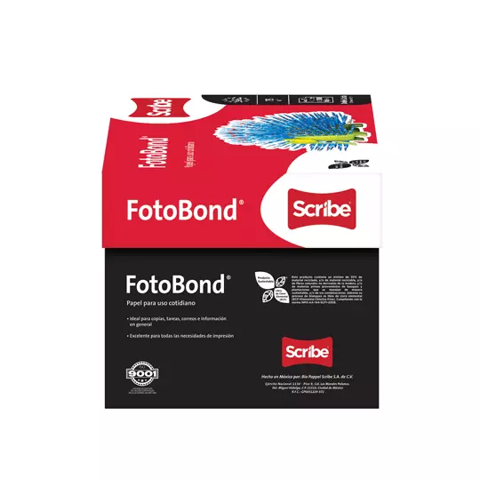 Caja de papel bond Fotobond Scribe tamaño doble carta 95% de blancura 75gr.