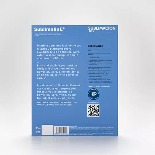 Papel para sublimacion Kronaline tamaño carta paquete con 125 hojas