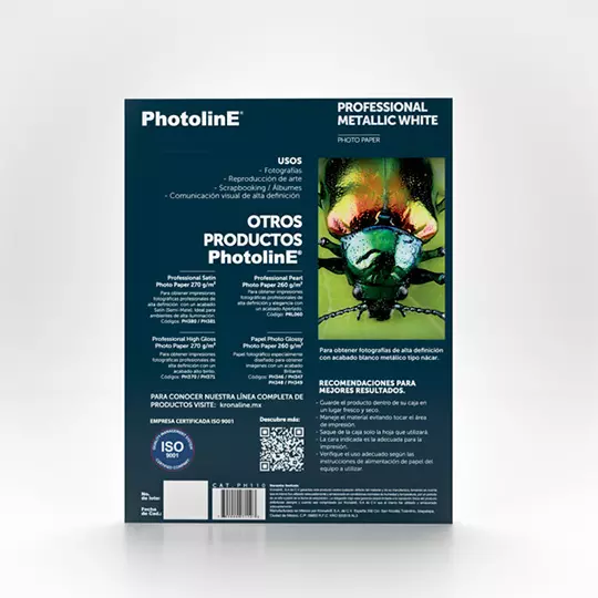 Papel fotografico Kronaline metallic white tamaño carta paquete con 25 hojas