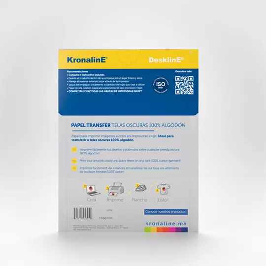 LM-Papel transfer Kronaline para tela oscura tamaño carta paquete con 10 hojas