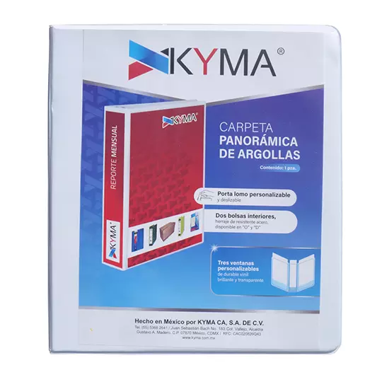Carpeta panoramica KYMA carta cubierta mate herraje en "O" de 0.5 pulgada