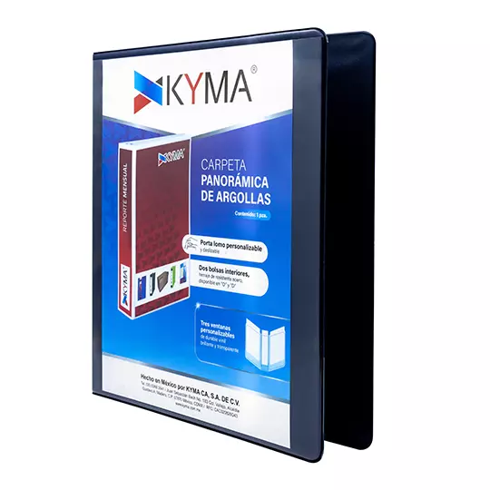 Carpeta panoramica KYMA carta azul marino herraje en "O" de 1 pulgada