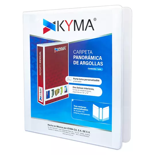 Carpeta panorámica KYMA carta blanca herraje en "D" de 1 pulgada