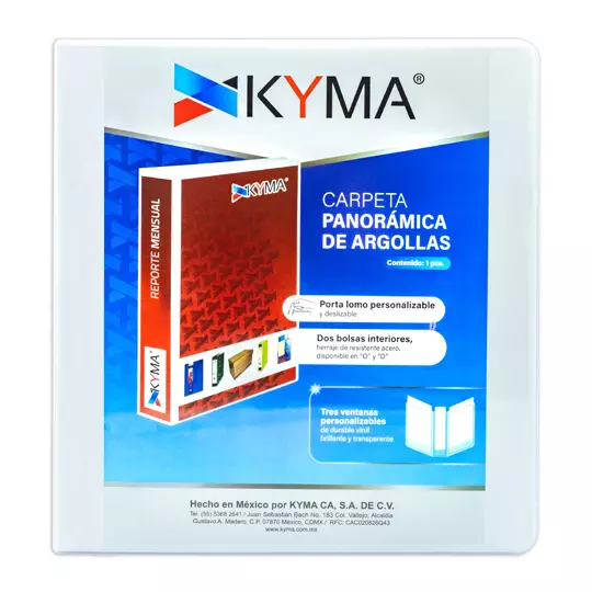 Carpeta panorámica KYMA carta blanca herraje en " D" de 1.5 pulgadas