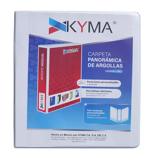 Carpeta Panorámica KYMA carta blanca cubierta mate herraje "O" 1 pulgada