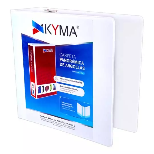 Carpeta panorámica KYMA carta blanca herraje en "O" de 2.5 pulgadas
