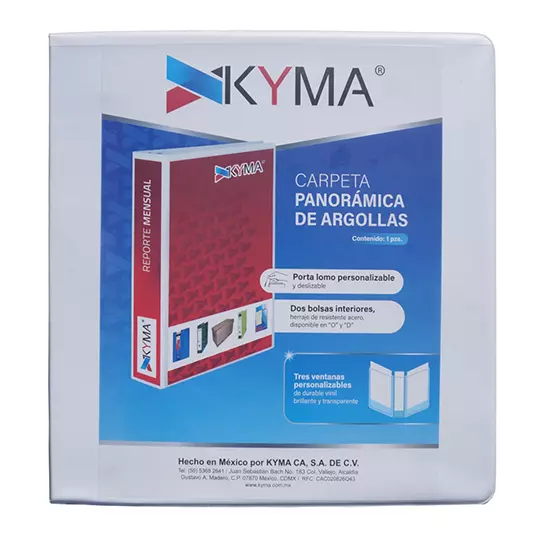 Carpeta Panoramica KYMA Carta Blanca Cubierta Mate Herraje en "D" 2 Pulgadas
