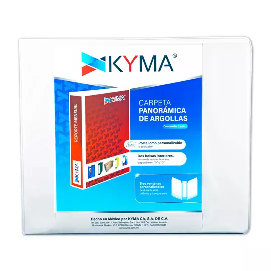 Carpeta panorámica KYMA carta blanca herraje en "D" de 5 pulgadas