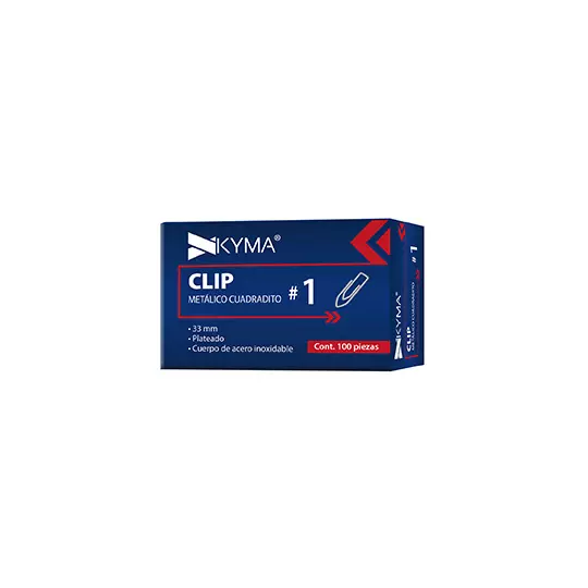 Clip metálico kyma cuadradito no.1 33mm c/100 pzs