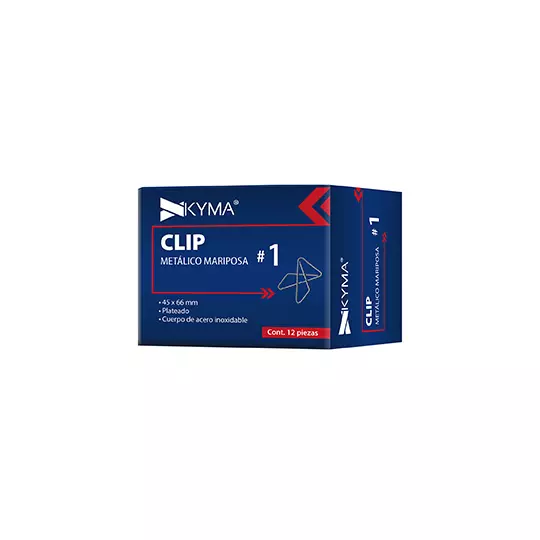 Clip metálico kyma mariposa no.1 c/12 pzs 45x66mm