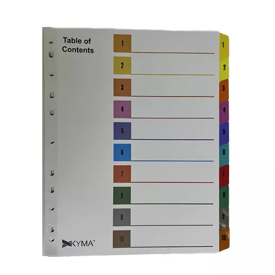 Separador de Papel KYMA con ceja de color con 10 Cejas.
