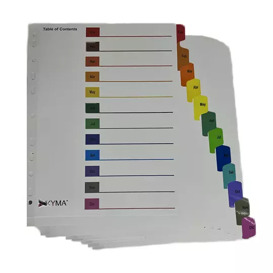 Separador de Papel KYMA con ceja de color con 12 Cejas.