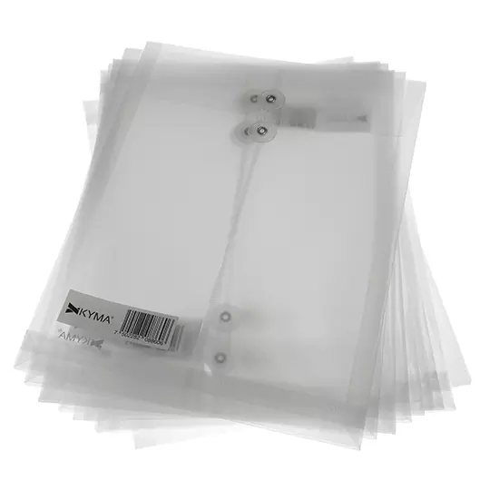 Sobre Plastico KYMA Blanco Vertical con Hilo Carta Bolsa con 12 piezas