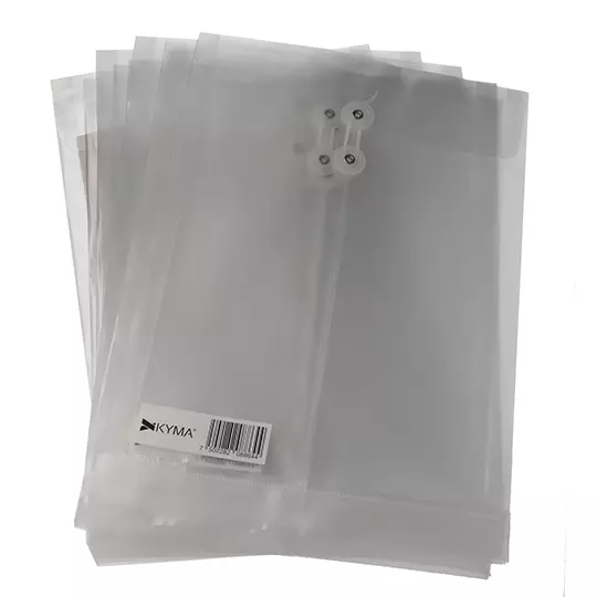 Sobre Plastico KYMA Blanco Vertical con Hilo Oficio Bolsa con 12 piezas