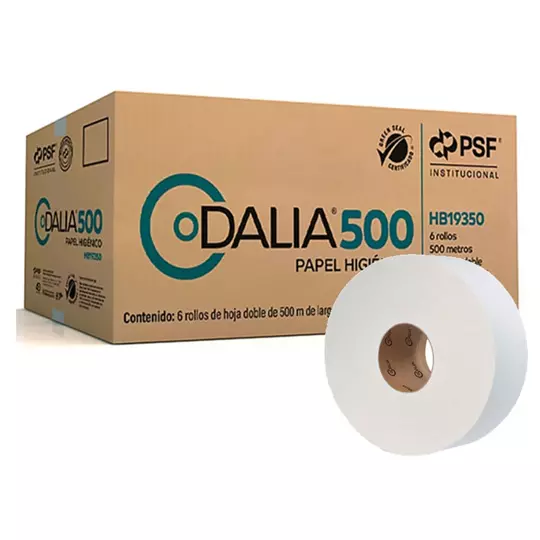 Papel Higiénico blanco Dalia,caja c/6 bobinas 500 m c/u