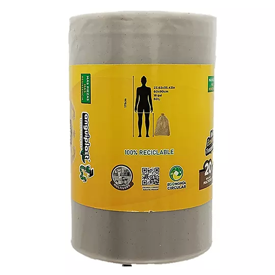 Bolsa mediana ANGUIPLAST transparente, rollo 20 bolsas Medida 60x90 cm