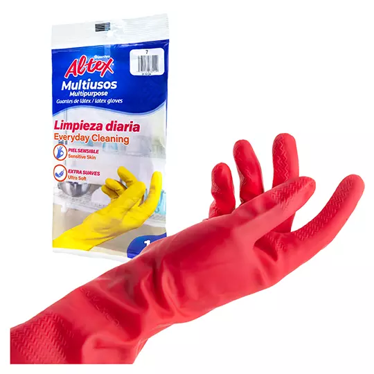 Guantes de hule Altex color rojo, N. 7.