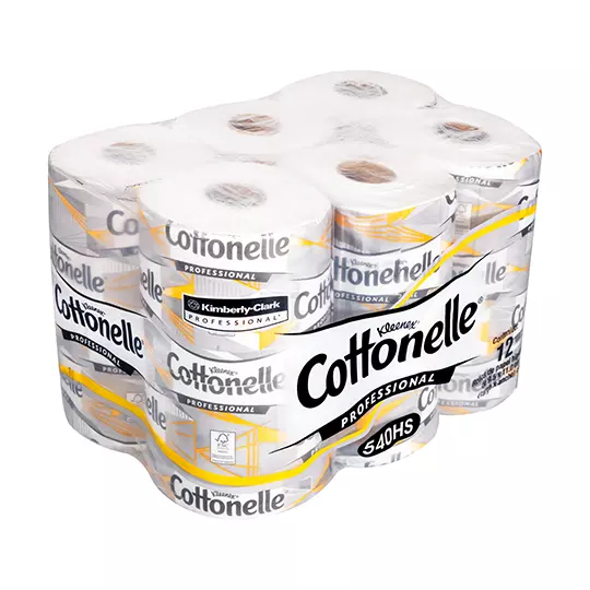 Papel Higiénico blanco Kleenex Cottonelle 540 hjs sencillas,colchon c/ 72 rollos