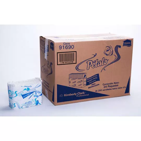 Servilletas blancas Petalo caja con 24 paq. 250 hjs.