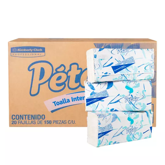 Toalla interdoblada Petalo mod 92113, caja c/ 20 paq. 150 hjs