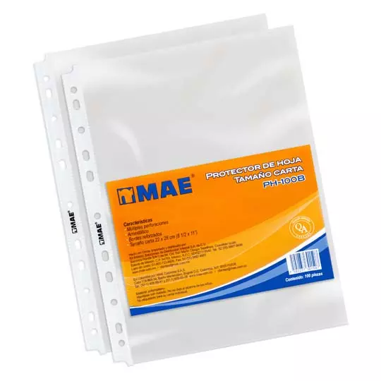 Protector de hojas mae tamaño carta bolsa con 100 piezas