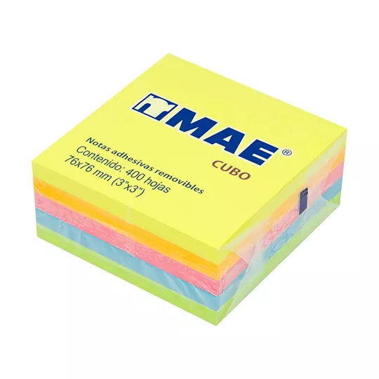 Block de notas adhesivas colores neon 3x3 mae