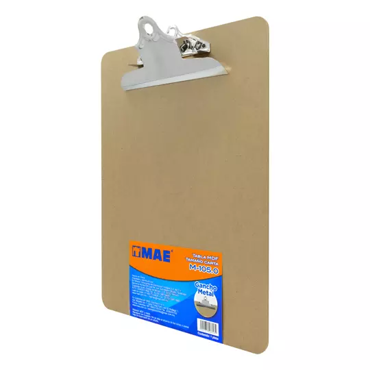 Tabla mae compuesta de fibracel mdf tamaño carta con gancho de metal