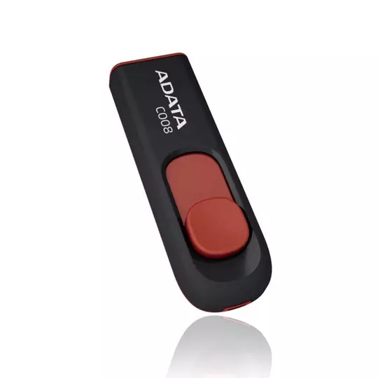 Memoria USB Adata C008, 64GB, USB 2.0, Negro/Rojo