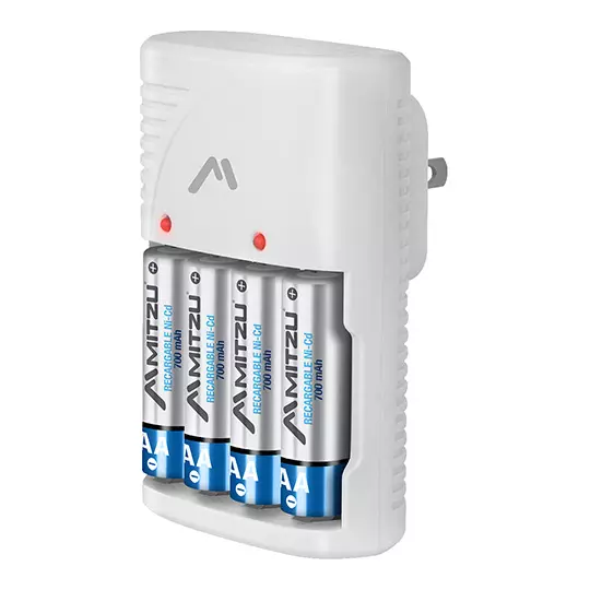 Cargador de pilas MITZU de clavija para pilas AA,AAA y 9v, 700 mAh, incl. 4pilas