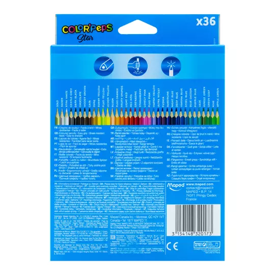 LM-Lapices de color Maped con 36 piezas piz colorpeps triangular