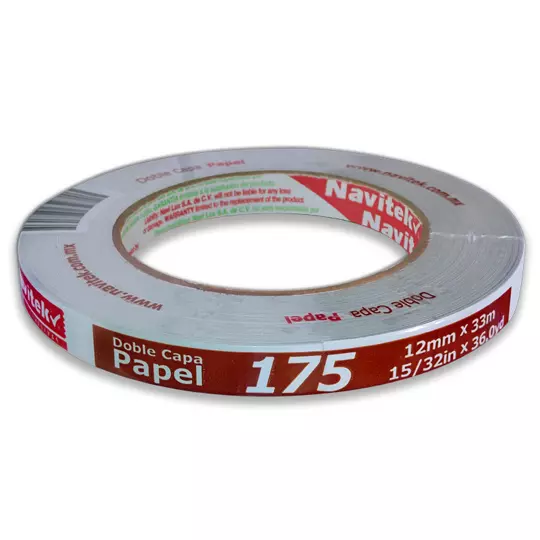 Cinta doble capa papel uso 175 Navitek 12 mm x 33 m