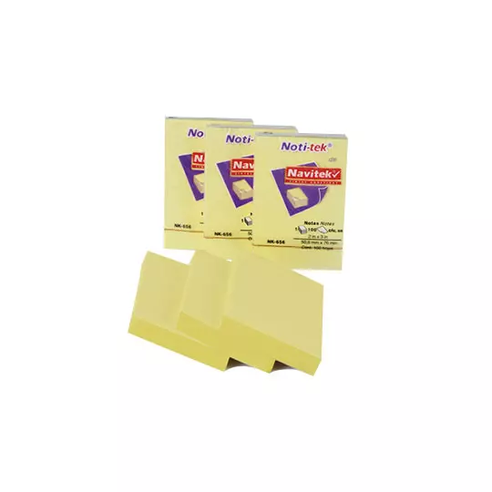 Notas adhesivas Navitek color amarillo 3" x 3" 12 blocks con 100 hojas cada uno
