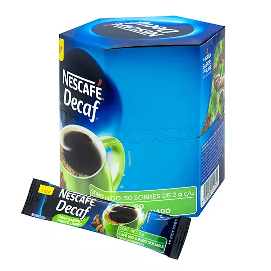 Café soluble Nescafé Descafeinado stick 50 pzas