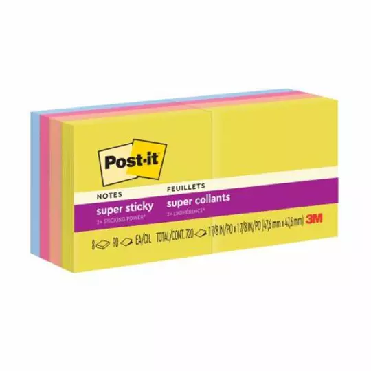 Notas adhesivas mod. 622-8SSJOY Post-it 2x2 pulgadas 8 blocks con 90 hojas