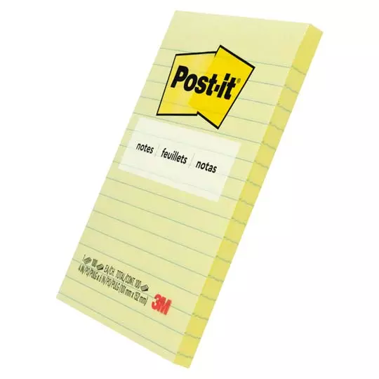 Notas adhesivas Mod. 660 Post-it amarillas 4x6 pulgadas 1 block con 100 hojas ra