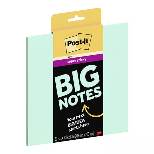 Notas adhesivas Post-It BIG NOTE Super Sticky 8 x 8 pulg color menta c/30 notas