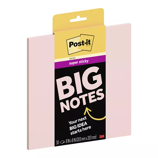 Notas adhesivas Post-It BIG NOTE Super Sticky 6 x 6 pulg color rosa c/30 notas