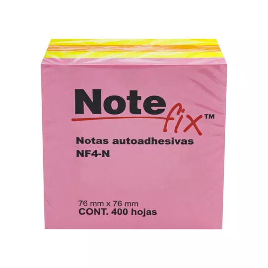 Notas adhesivas adhesivas Note fix 7.6x7.6. Mod. nf4-n 1 paquete con 4 blocks