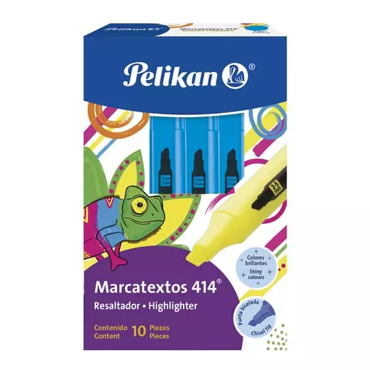 Resaltador de texto Pelikan 414 color azul caja con 10 piezas