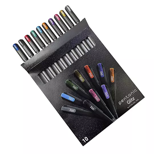 Bolígrafo de gel mediano Pentonic Glitter 1.0 mm colores surtidos caja c/10 pzs