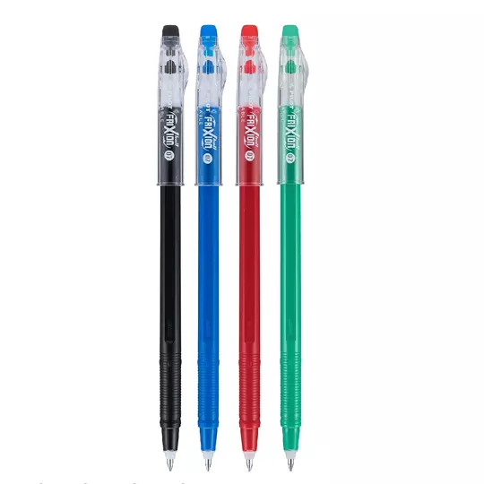 Boligrafo fino Frixion Color Sticks tinta de gel borrable, surtido, c/4 pzas